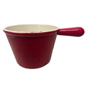 LE CREUSET VTG Sauce Fondue Pot RED Hollow Handle  NO Lid